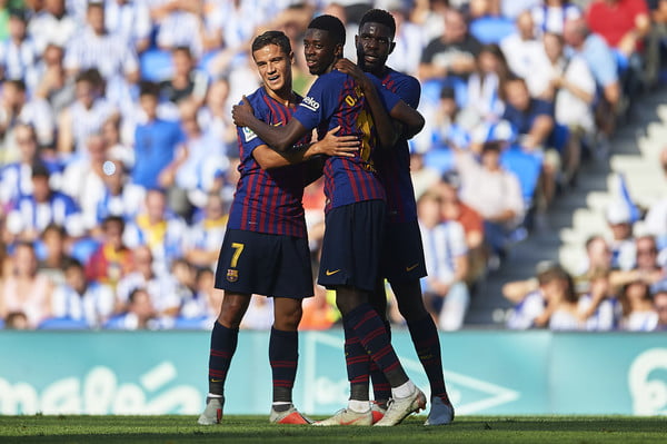 Coutinho, Dembele and Umtiti from Barcelona