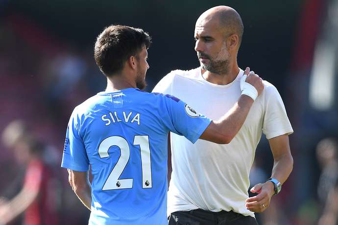 David Silva and Pep Guardiola