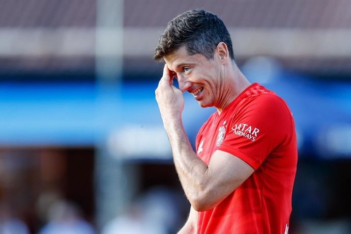 Bayern Munich striker Lewandowski scored thrice.