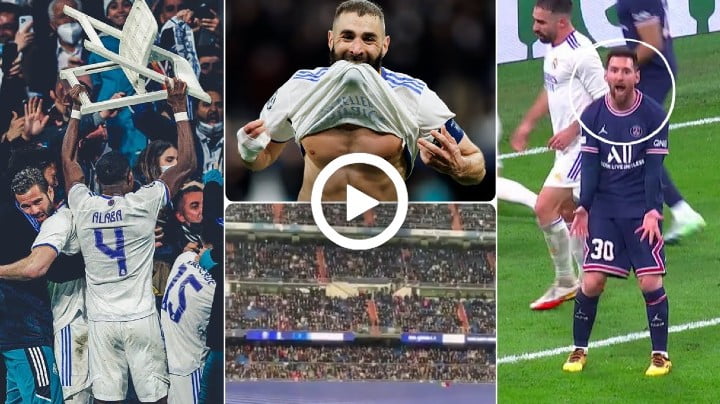 Video: Real Madrid Players & Fans go Completely CRAZY after Karim Benzema scores Winning Goal vs PSG 🤯