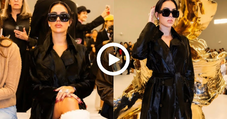 Georgina Rodriguez at Loewe Ss24 Fashion Show During Paris Fashion Week See Video